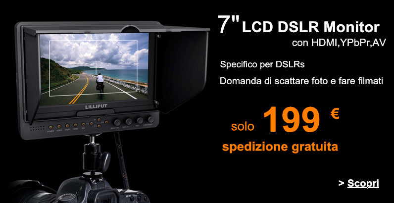Lilliput 339 7 pollici IPS LED Full HD Monitor per DSLR, 1280 × 800, 800:  1, HDMI Ingresso AV, costruire-in altoparlante, telecamera ausiliare  funzioni
